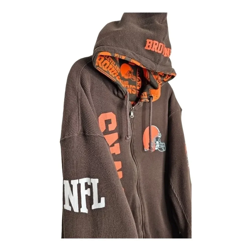 NFL Cleveland Browns Reversible Zip-Up Hooded Heavyweight Sweatshirt Jacket Sm